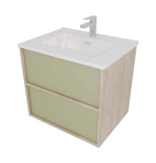 Комплект мебели Aquatek ЛИБРА 60 тумба с раковиной AQ0460-00 2 ящика шалфей зеленый/дуб давос AQ66060-DO-GS