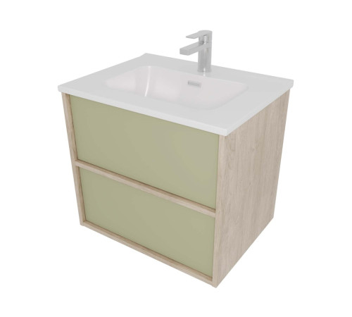 Комплект мебели Aquatek ЛИБРА 60 тумба с раковиной AQ0460-00 2 ящика шалфей зеленый/дуб давос AQ66060-DO-GS