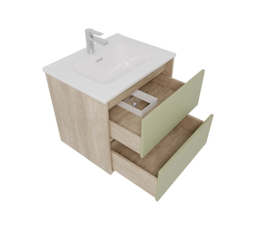 Комплект мебели Aquatek ЛИБРА 60 тумба с раковиной AQ0460-00 2 ящика шалфей зеленый/дуб давос AQ66060-DO-GS