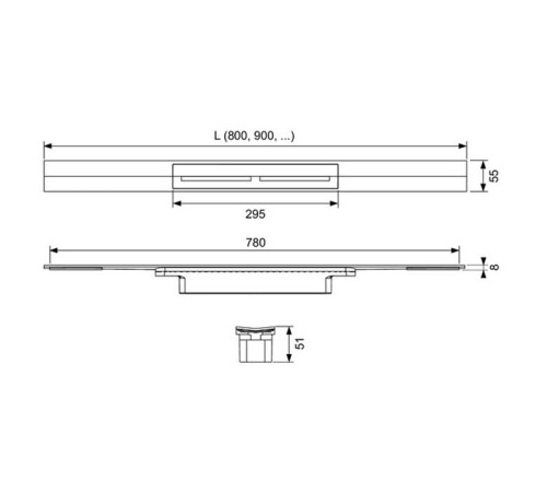 Профиль для душа TECE TECEdrainprofile 900 мм PVD Brushed Gold Optic 670902