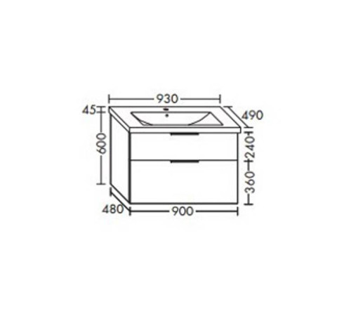 Комплект мебели Burgbad Eqio 93 см с раковиной подвесной белый глянец SEYQ093F2009G0146C001*1