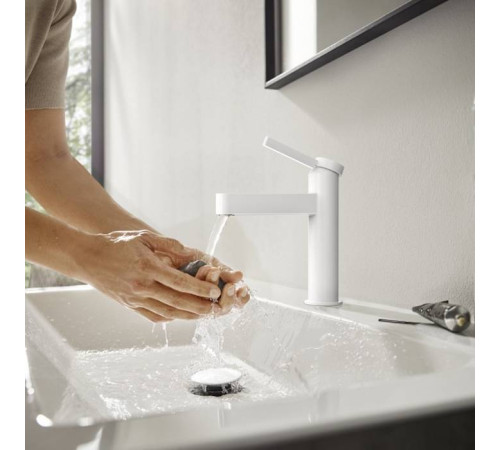 Смеситель для раковины Hansgrohe Finoris на 1 отверстие с донным клапаном белый матовый 76020700