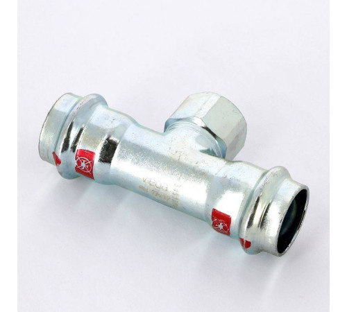 Тройник пресс-ВР оцинкованная сталь Viega Prestabo 22х1/2х22 мм 558901