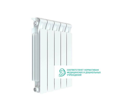 Радиатор биметаллический Rifar Monolit 500 5 секций боковое подключение белый Н11620