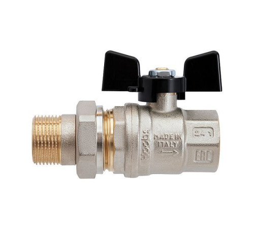 Кран шаровой Hoobs ORION с американкой 1/2 НР/ВР ручка-бабочка черный 15152H