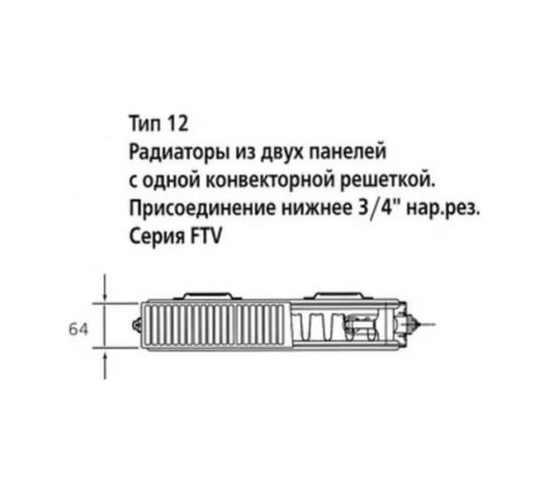 Радиатор стальной панельный Kermi Profil-V FTV 12 400x1100 мм нижнее правое подключение FTV120401101R2