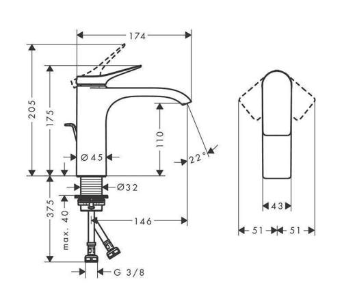 Смеситель для раковины Hansgrohe Vivenis 110 с донным клапаном белый матовый 75020700