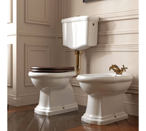 Унитаз приставной Kerasan Retro 72х38.5 см с низким бачком слив в стену белый/бронза 751393/101101/760393/108201/757193