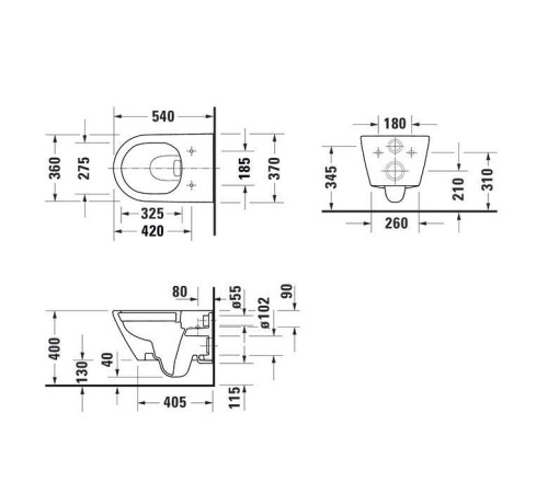 Унитаз подвесной Duravit D-Code 54х37 см безободковый белый 29030900212