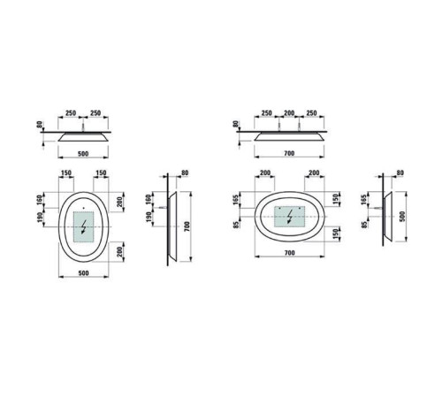 Зеркало Laufen The New Classic 50х8х70 см в керамической раме с LED подсветкой белый глянцевый 4.0607.0.085.000.1