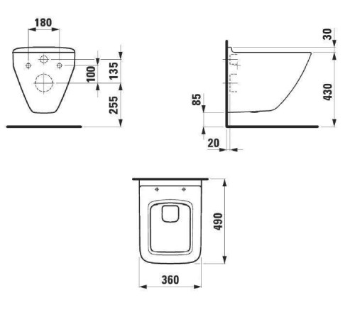 Унитаз подвесной Laufen Palace 49x36 см укороченный с ободком белый 8.2070.3.000.000.1