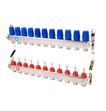 Коллекторная группа Hogert Premium 1 x 3/4 EK 11 выходов с расходомерами HOGMS51106