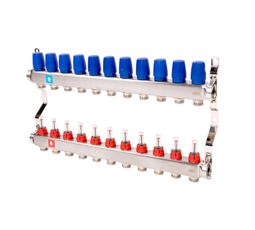 Коллекторная группа Hogert Premium 1 x 3/4 EK 11 выходов с расходомерами HOGMS51106