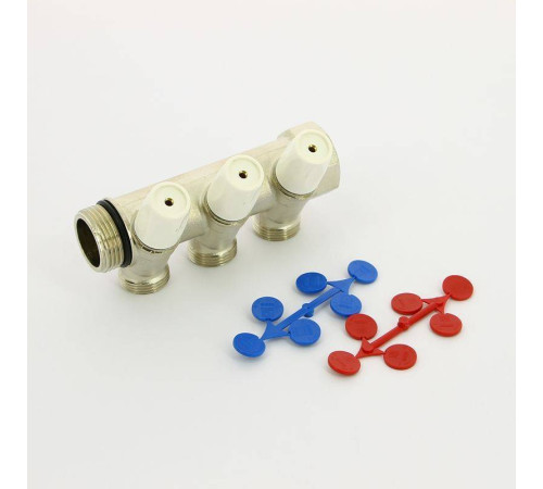 Коллектор с вентилями REHAU Rautitan MX 1х3/4 EK 3 выхода 40 мм никелированный 131645