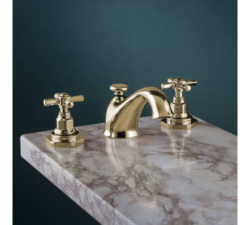 Смеситель для раковины Gattoni TRD Paris на 3 отверстия золото 24К TR095/18D0