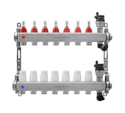 Блок коллекторный Kromwell 1 из нержавеющей стали с расходомерами 7 выходов 3/4 EK KW.SM6000675