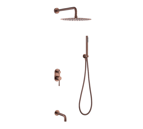 Душевой комплект встраиваемый Boheme Uno с изливом copper brushed 464-2-CB