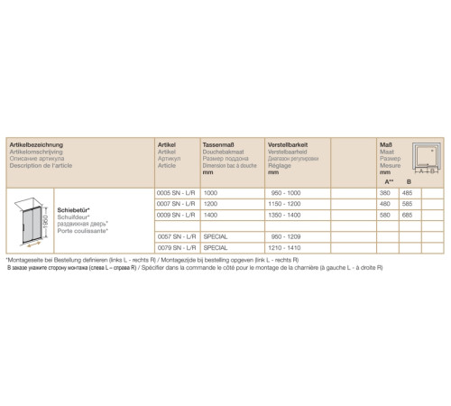 Дверь в нишу раздвижная правая Provex S-Lite 1200х1950 мм 0007 SN 05 GL R