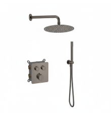 Душевая система Aquanet Siena с термостатом верхним и ручным душем оружейная сталь AQM8414GM