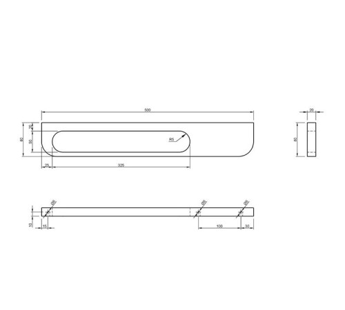 Полотенцедержатель Knief 50х8х2 см подвесной белый матовый 0600-282-01