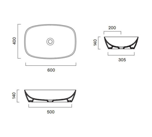 Раковина накладная Catalano Alvea 60x40 см белый глянцевый 0622600001