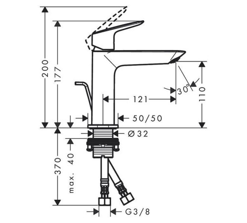 Смеситель для раковины Hansgrohe Logis с донным клапаном хром 71251000