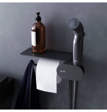 Смеситель встраиваемый с гигиеническим душем и полкой AM.PM Like черный матовый F0202622