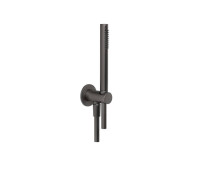 Душевой гарнитур Gessi Anello с держателем и подводом воды Black Metal Brushed PVD 63329#707