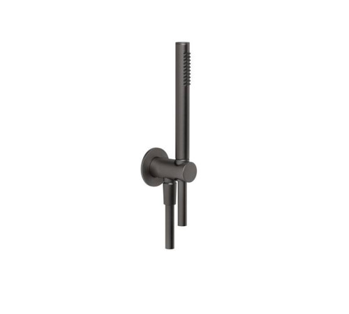 Душевой гарнитур Gessi Anello с держателем и подводом воды Black Metal Brushed PVD 63329#707