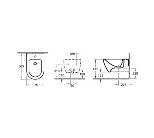 Биде подвесное Villeroy & Boch Subway 2.0 37.5x56.5x28 см альпийский белый 54000001