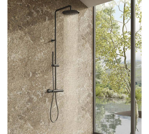 Душевая стойка с термостатом Newform X-STEEL 316 верхний душ 250 мм INOX 69650X.50.050