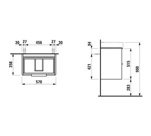 Тумба с раковиной подвесная Laufen Base 57x36x53 см белый матовый 8.1895.9.000.104.1/4.0221.2.110.260.1