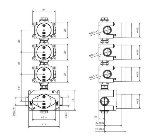 Встраиваемая часть термостатического смесителя Newform 3/4 27877.00.000