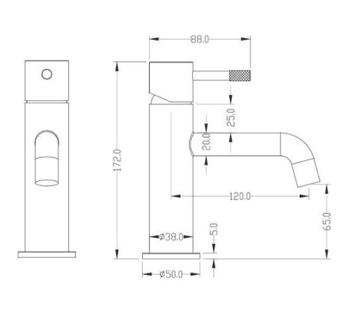 Смеситель для раковины Boheme Uno черный матовый/хром матовый 461-BCR