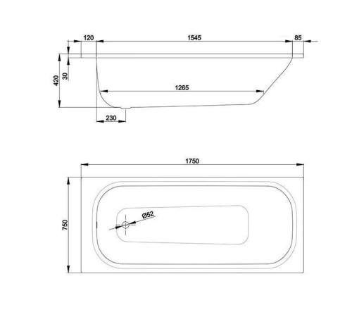 Ванна стальная Bette Form 175х75х42 см антишум Антислип Sense 2949-000 AD AS