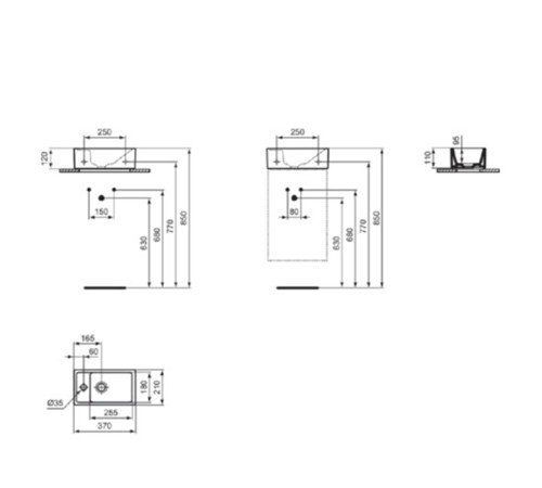 Раковина подвесная Ideal Standard i.life S 37х21 см левая белый матовый T4527V1