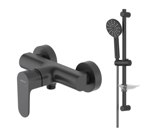 Набор для душа 2 в 1 Aquatek Оберон (AQ1260MB+AQ2014MB) матовый черный AQ1232MB