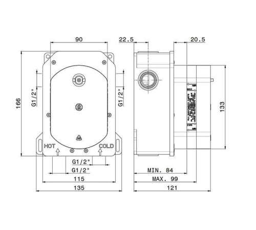 Встраиваемая часть термостатического смесителя Newform 1/2 на 2 выхода 31061.00.000