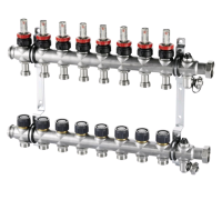 Коллектор для теплого пола Oventrop Multidis SFR на 12 выходов 1 x 3/4 EK с ротаметрами 140430062