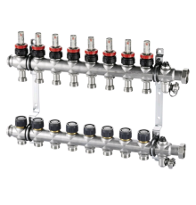 Коллектор для теплого пола Oventrop Multidis SFR на 12 выходов 1 x 3/4 EK с ротаметрами 140430062
