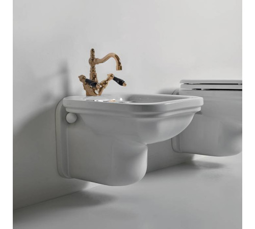 Биде подвесное Kerasan Waldorf 55х37 см 1 отверстие белый бронза 4125K1bi/cr*1 / 811393br