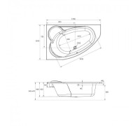 Ванна акриловая асимметричная Cersanit KALIOPE 170x110 см левая 63443