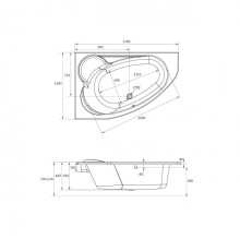 Ванна акриловая асимметричная Cersanit KALIOPE 170x110 см левая 63443
