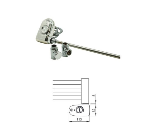 Полотенцесушитель электрический Irsap Ares 580x1118 мм 400 Вт 22 трубки с регулятором хром EIM058K50IR01NNN