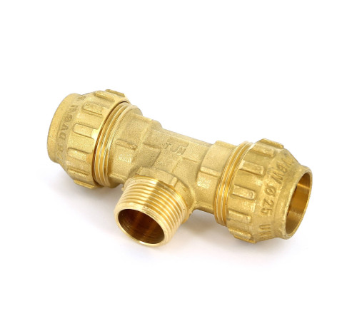 Тройник компрессионный Tiemme для труб ПНД 25х3/4 НР 3400069