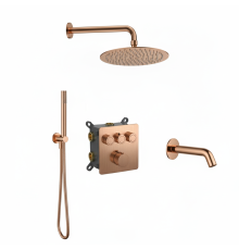 Душевая система Aquanet Siena с термостатом изливом и двумя душами медь AQM8415BC