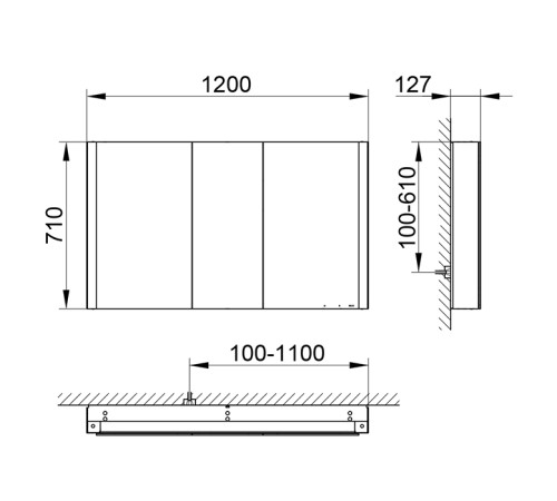 Зеркальный шкаф Keuco Somaris 120x71x12.8 см 3-дверный IP 44 14504003100