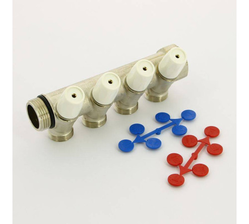 Коллектор с вентилями REHAU Rautitan MX 1х3/4 EK 4 выхода 40 мм никелированный 131647