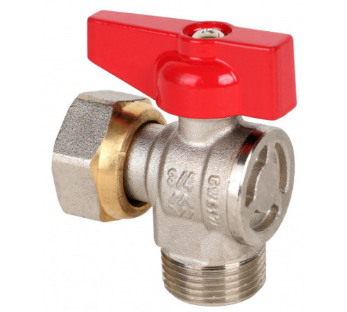 Кран шаровой Högert Premium ГОСТ угловой 3/4 НВ PN 25 бабочка с накидной гайкой BV73305