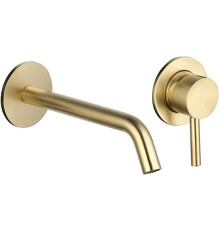 Смеситель для раковины AQUAMERIT Siena настенный 180 мм золото шлифованное AQM6215BG